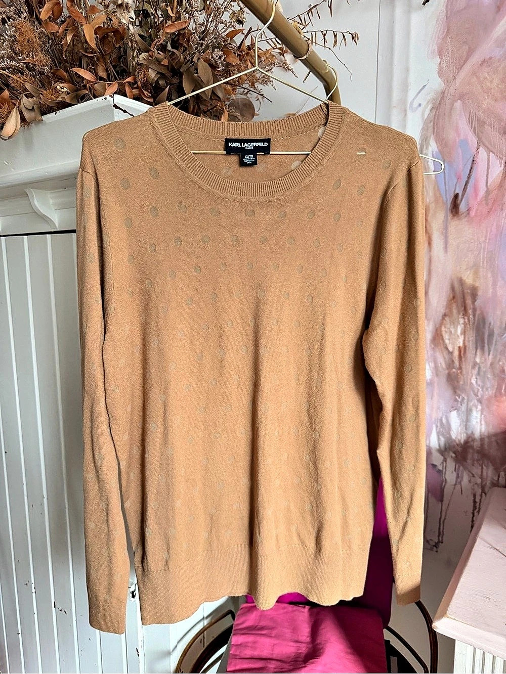 Karl Lagerfeld XLTG Polka Dot Sweater in Brown Size XL